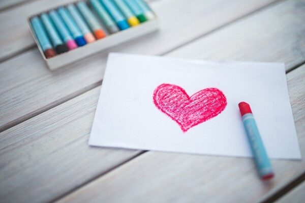 Valentine's Day heart created with a crayon