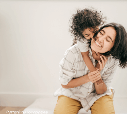 Child hugging their mom.