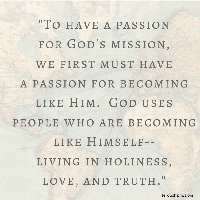 To have a passion for God's MIssion..." quote