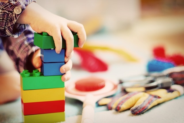 Child playing with blocks.