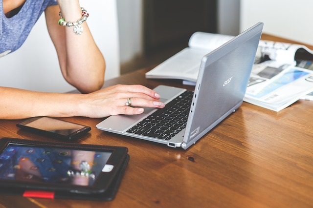 woman on a laptop computer