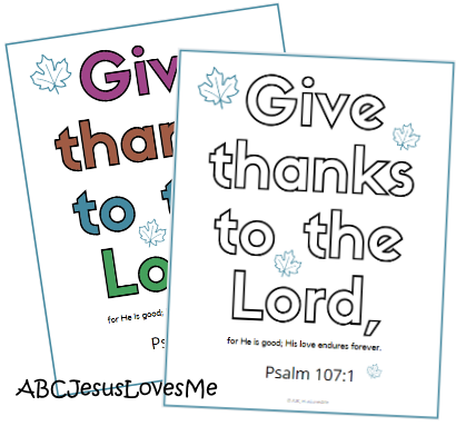 Thanksgiving Psalm 107:1 Coloring Sheet