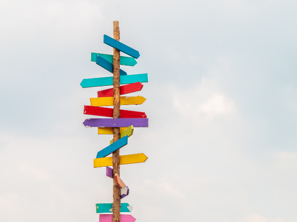 Multiple arrows heading in various directions.