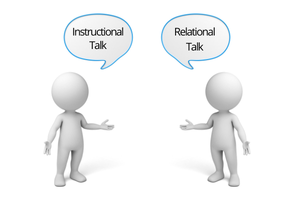 Instructional Talk vs Relational Talk for Meaningful Conversation