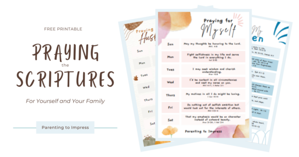 Free Printable to Pray for Yourself, Husband, and Children