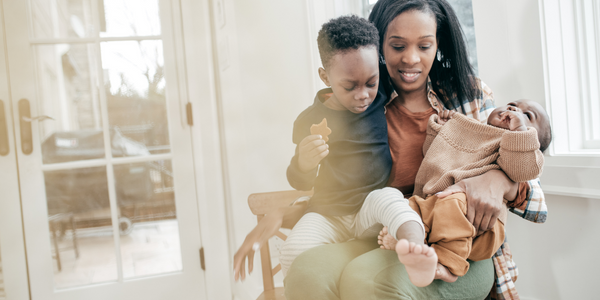 Lonely mom with two young children.