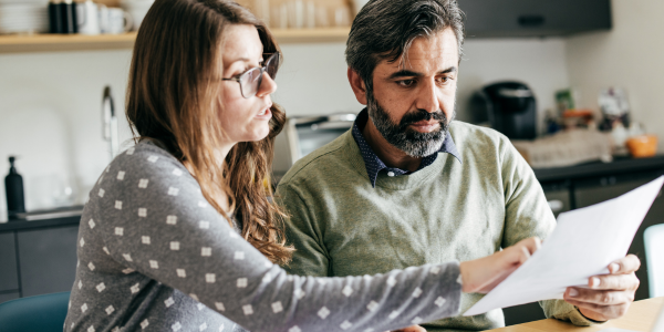 Marriage couple discussion finances.