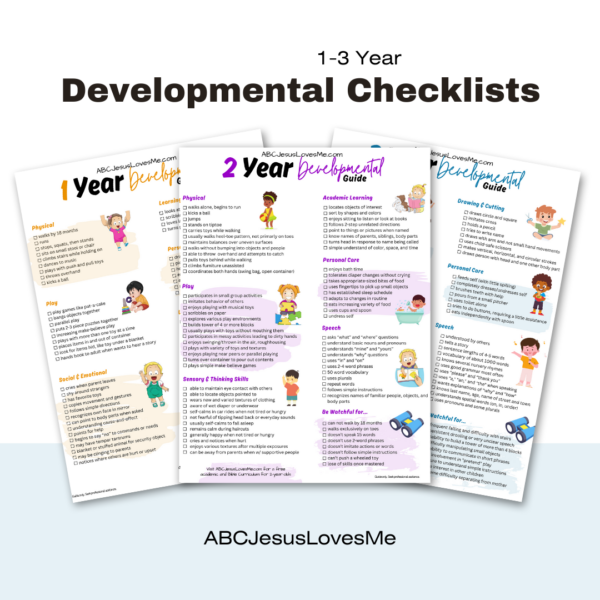 1-3 Year Developmental Checklists by ABCJesusLovesMe
