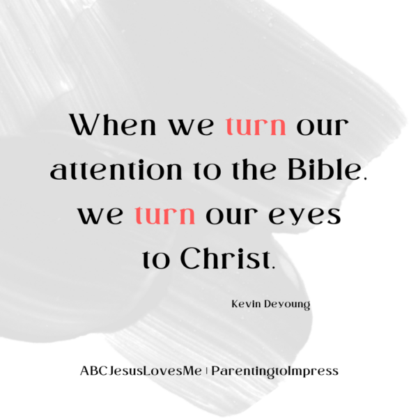 "When we turn our attention to the Bible, we turn our eyes
to Christ."  Kevin Deyoung