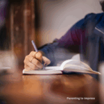 A woman writing in her journal.