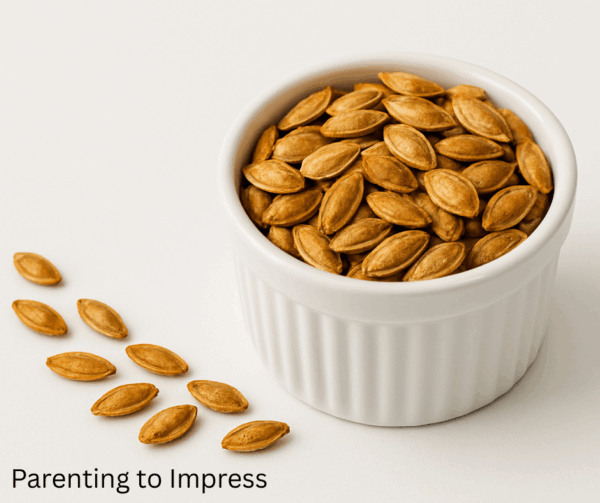 a small bowl of roasted pumpkin seeds