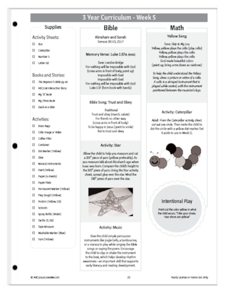 ABCJesusLovesMe 3 Year Curriculum Example