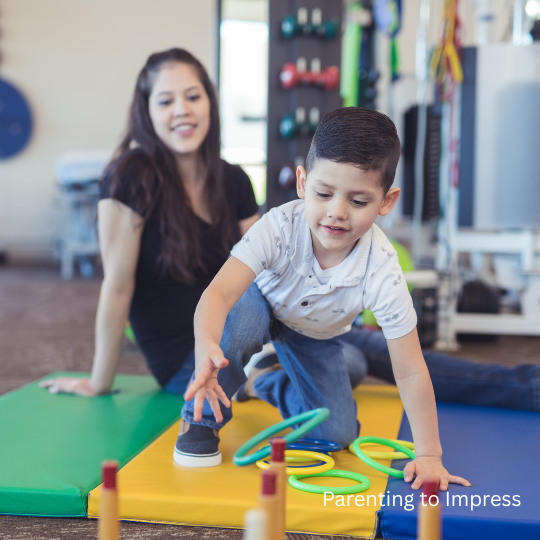 A preschool boy in occupational therapy.