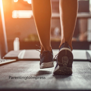 A woman walking on a treadmill