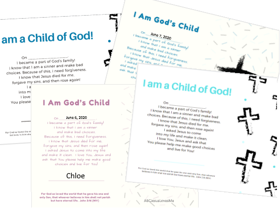 Certificates that record the child's salvation birthday