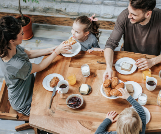 Family eating together.